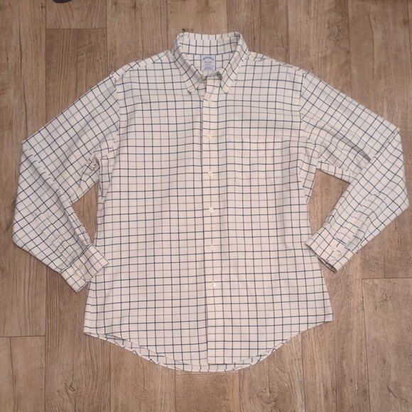 Brooks Brothers Mens Large White Long Sleeve Button Down Shirt Supima Regent - Picture 7 of 9